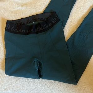 lululemon athletica Teal Leggings with Black Waistband